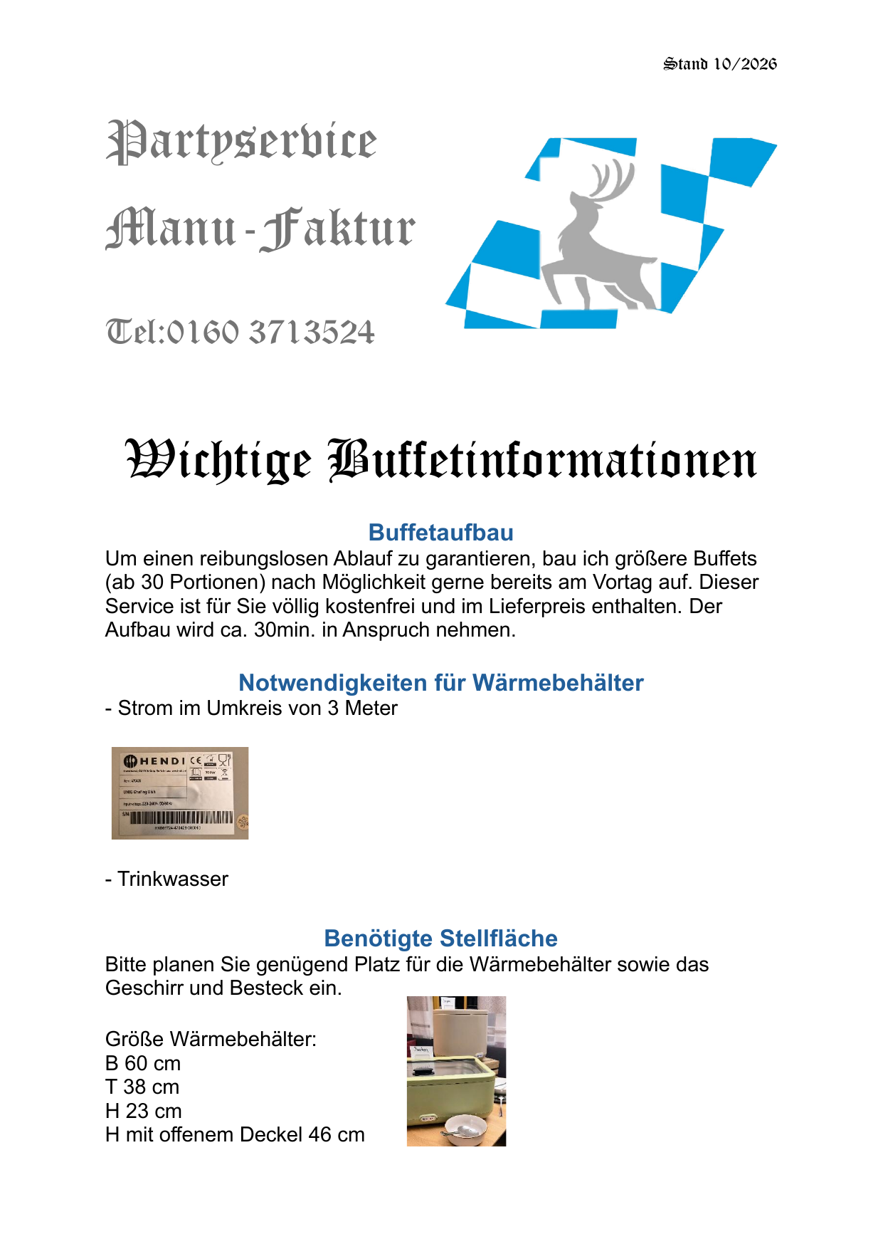 Buffet Information ManuFaktur Partyservice